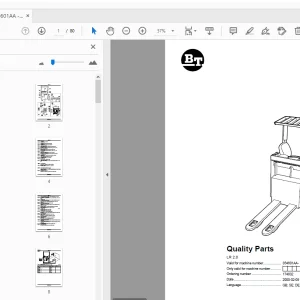 BT Forklift LR 2.0 Quality Parts Manual 354601AA - 407199AA - PDF