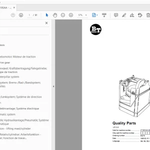 BT Forklift LR 3.0 Quality Parts Manual 27195AA - 28157AA - PDF