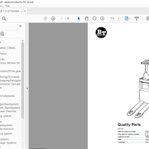 BT Forklift LR 3.0 Quality Parts Manual 277525AA-285742AA