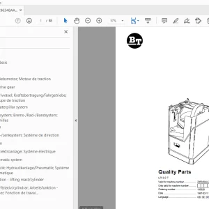 BT Forklift LR 3.0 T Quality Parts Manual 296348AA - 299435AA - PDF