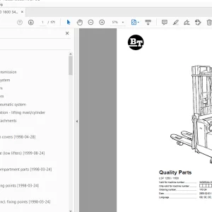 BT Forklift LSF 1250/1600 Quality Parts Manual - PDF
