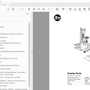 BT Forklift LSV 1250/11 LST 1350/11 Quality Parts Manual 324214AA - PDF