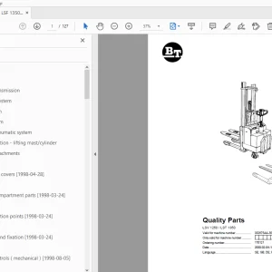 BT Forklift LSV 1250/LST 1350 Quality Parts Manual 332675AA - 354259AA - PDF