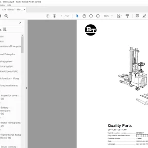 BT Forklift LSV 1250 / LST 1350 Quality Parts Manual 354260AA-