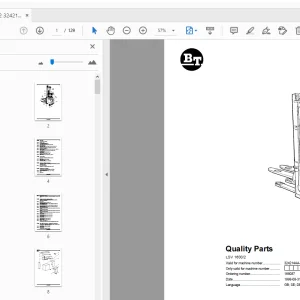 BT Forklift LSV 1600/2 Quality Parts Manual 324214AA - 332666AA - PDF
