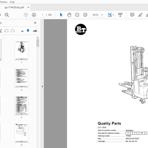 BT Forklift LSV 1600 Quality Parts Manual 354260AA - PDF