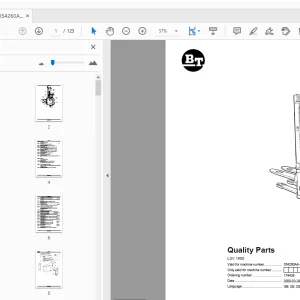 BT Forklift LSV 1600 Quality Parts Manual 354260AA - 406472AA - PDF