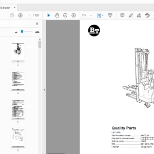 BT Forklift LSV 1600 Quality Parts Manual 406473AA - PDF