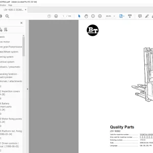 BT Forklift LSV 1600/2 Quality Parts Manual 332667AA-354259AA