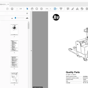 BT Forklift LT 2200/LT 2200-8 Quality Parts Manual 319125AA - PDF