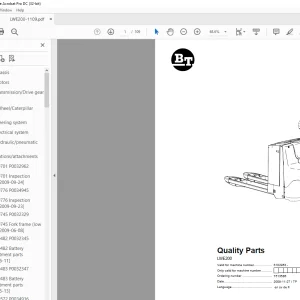 BT Forklift LWE200 Quality Parts Manual 6102953