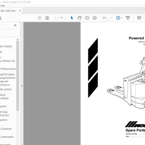BT Forklift MP 20 L Powered Pallet Truck Spare Parts Manual