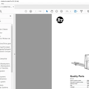 BT Forklift O.S 2.0 Quality Parts Manual 268927AA-271425AA