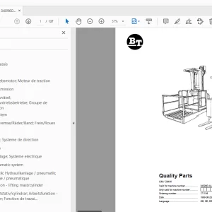 BT Forklift OM OMW Quality Parts Manual 340960AA - 353120AA - PDF