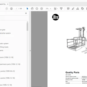 BT Forklift OM/OMW Quality Parts Manual 404730AA - PDF