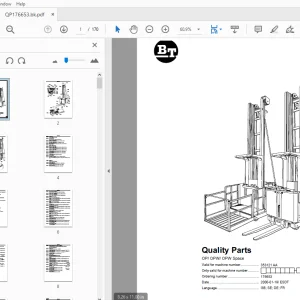 BT Forklift OP/OPW/OPW Space Parts Manual 353121AA - PDF