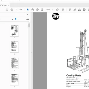 BT Forklift OP/OPW/OPW Space Parts Manual 353121AA - 404729AA - PDF