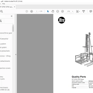 BT Forklift OP/ OPW/ OPW Space Quality Parts Manual 404730 AA-