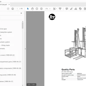 BT Forklift OP/OPW/OPW Space Quality Parts Manual 404730AA - PDF