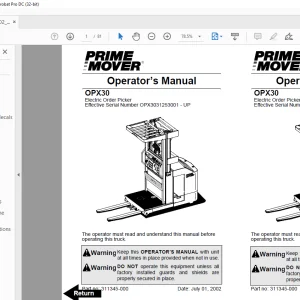 BT Forklift OPX30 Electric Order Picker Operator’s Manual SNOPX3031253001