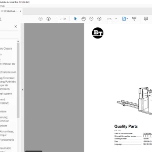 BT Forklift OS 1.0 Quality Parts Manual -  PDF DOWNLOAD