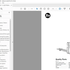 BT Forklift OS 1.0 Quality Parts Manual 262700AA-268926AA