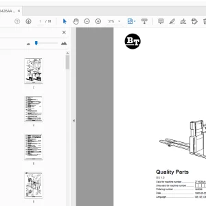 BT Forklift OS 1.0 Quality Parts Manual 271426AA - 275188AA - PDF