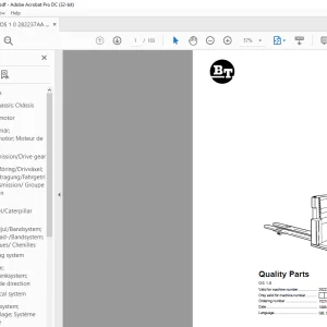 BT Forklift OS 1.0 Quality Parts Manual 282237AA-289678AA