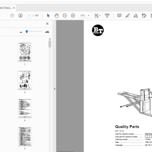 BT Forklift OS 1.8 X Quality Parts Manual 346578AA - 361604AA - PDF