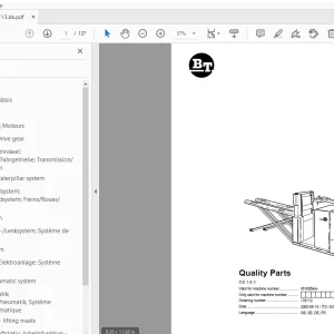 BT Forklift OS 1.8 X Quality Parts Manual 361605AA - PDF