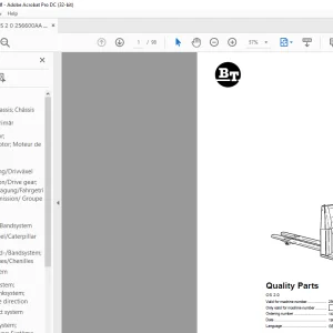 BT Forklift OS 2.0 Quality Parts Manual  - PDF DOWNLOAD