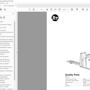 BT Forklift OS 2.0 Quality Parts Manual