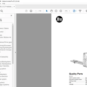 BT Forklift OS 2.0 Quality Parts Manual 271426AA-274188AA