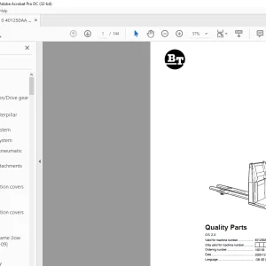 BT Forklift OS 2.0 Quality Parts Manual 401250AA- PDF DOWNLOAD