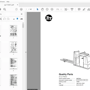 BT Forklift OS 2.0 TRINKS Quality Parts Manual 346578AA - PDF
