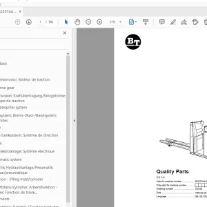 BT Forklift OS 3.0 Quality Parts Manual 282237AA - 289678AA - PDF