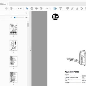 BT Forklift OS 3.0 Quality Parts Manual 336996AA - 346577AA - PDF