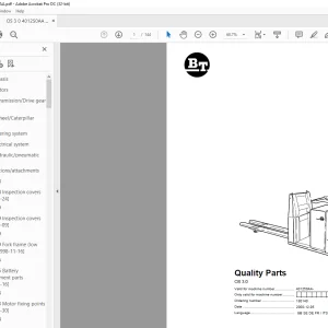 BT Forklift OS 3.0 Quality Parts Manual 401250AA-