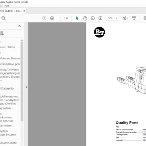 BT Forklift P20 Quality Parts Manual 364690 - 406403AA