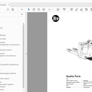 BT Forklift P20 Quality Parts Manual 406404AA - PDF