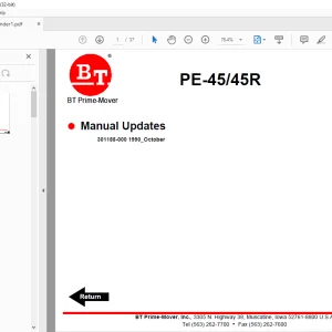 BT Forklift PE-45/45R Parts Manual - PDF DOWNLOAD