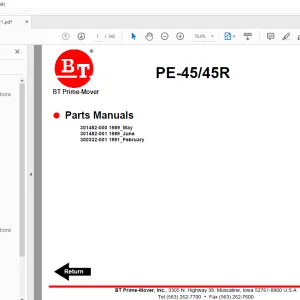 BT Forklift PE45/45R Electric Low Lift Truck Parts Manual - PDF DOWNLOAD