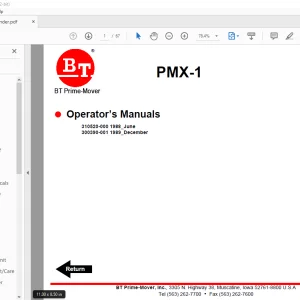 BT Forklift PMX-1 Electric Pallet Truck Operator's Manual - PDF DOWNLOAD