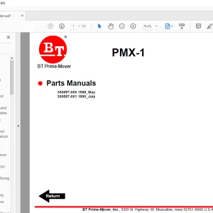 BT Forklift PMX-1 Electric Pallet Truck Parts Manual
