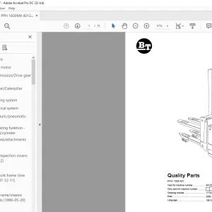 BT Forklift PPH 1600 MX Quality Parts Manual - PDF DOWNLOAD
