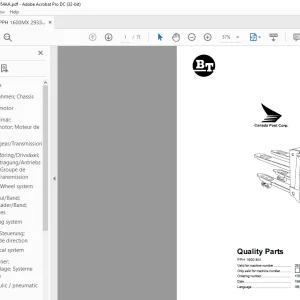 BT Forklift PPH 1600 MX Quality Parts Manual - PDF DOWNLOAD