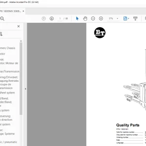 BT Forklift PPH 1600 MX Quality Parts Manual 306955AA-PDF DOWNLOAD