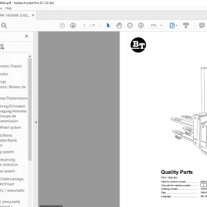 BT Forklift PPH 1600 MX Quality Parts Manual 324214AA- PDF DOWNLOAD