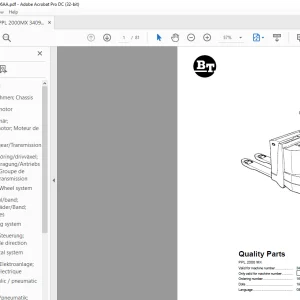 BT Forklift PPL 2000 MX Quality Parts Manual - PDF DOWNLOAD