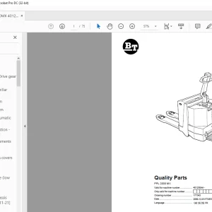 BT Forklift PPL 2000 MX Quality Parts Manual 401250AA